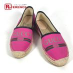GUCCI Gucci 525882 Logo плоская обувь туфли без застежки обувь обувь спортивные туфли эспадрильи Pink Lady -s[ б/у ]