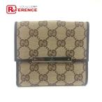 ショッピングＧＧキャンバス 美品 GUCCI グッチ 112664 ロゴ 折り財布 財布 ウォレット GG 2つ折り財布 ベージュ ユニセックス【中古】