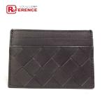 BOTTEGA VENETA ボッテガヴェネタ イントレチャート 名刺入れ パスケース カードケース レザー ブラック ユニセックス【中古】