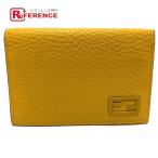FENDI Fendi 7M0222 Logo чехол для пропуска футляр для визитных карточек футляр для карточек кожа желтый женский [ б/у ]