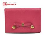 PRADA Prada Logo лента футляр для визитных карточек футляр для карточек safia-no кожа Pink Lady -s[ б/у ]
