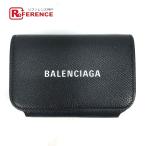 прекрасный товар BALENCIAGA Balenciaga 594225 Logo футляр для визитных карточек чехол для пропуска бумажник футляр для карточек черный женский [ б/у ]