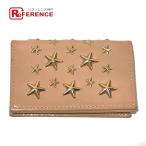 JIMMY CHOO Jimmy Choo 005977 футляр для карточек Star заклепки pa палатка кожа женский бежевый × Gold металлические принадлежности 