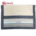 CHANEL Chanel окантовка банное полотенце пляж ta Horta oru хлопок белый × голубой унисекс [ б/у ]