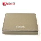 BALENCIAGA Balenciaga 581099 Logo vi ru аккордеон мелкие вещи футляр для карточек кожа оттенок коричневого женский [ б/у ] прекрасный товар 