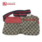 GUCCI Gucci 28566 GG/ Logo сумка "body" портфель сумка-пояс GG парусина / кожа красный мужской [ б/у ]