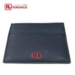 DIOR HOMME Dior * Homme CD Logo футляр для визитных карточек чехол для пропуска бизнес мелкие вещи футляр для карточек кожа темно-синий мужской [ б/у ]