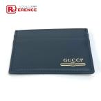 GUCCI Gucci 547596 Logo футляр для визитных карточек чехол для пропуска футляр для карточек кожа черный мужской [ б/у ] прекрасный товар 
