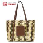 LOEWE ロエベ ストローバッグ カゴバッグ スクエア アナグラム トートバッグ ベージュ レディース【中古】