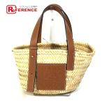 ショッピングストローバッグ LOEWE ロエベ 327.02.S92 ストローバッグ バスケット スモール 籠バッグ  アナグラム ハンドバッグ ベージュ レディース【中古】