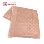 ショッピングヴィトン LOUIS VUITTON ルイヴィトン M74441 ショール・モノグラム ショール アクセサリー  フリンジ 大判 ストール ピンク レディース【中古】