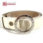 美品 BVLGARI ブルガリ ブルガリブルガリ ロゴ ボトムス用ベルト アクセサリー バックルベルト ベルト ホワイト メンズ【中古】