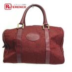 CELINE Celine C Macadam лошадь машина Vintage ручная сумочка сумка "Boston bag" парусина / кожа красный женский.[ б/у ]