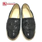 CHANEL Chanel G29762 CC здесь Mark 16C украшен блестками туфли без застежки плоская обувь эспадрильи украшен блестками черный 
