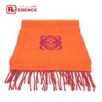  прекрасный товар LOEWE Loewe дыра грамм бахрома bai цвет muffler orange женский [ б/у ]