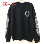 ショッピングクロムハーツ CHROME HEARTS クロムハーツ ホースシュー ロゴ フローラル 長袖 トップス アパレル パーカー トレーナー ブラック メンズ【中古】