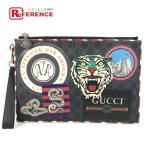 ショッピングＧＧキャンバス GUCCI グッチ 496346 ナイトクーリエ GGスプリーム カバン ポーチ ストラップ付き ワッペン タイガー キャット 猫 クラッチバッグ【中古】