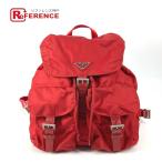 ショッピングPRADA PRADA プラダ B2811 トライアングルロゴ 三角ロゴ プレート バックパック リュックサック レッド ユニセックス【中古】