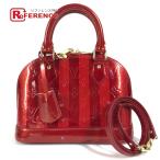 ショッピングヴェルニ LOUIS VUITTON ルイヴィトン M91593 アルマBB 2WAY ショルダーバッグ ヴェルニレイユール ストライプ ハンドバッグ ポムダムール【中古】