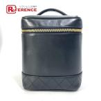 CHANEL Chanel вертикальный Vintage ручная сумочка ящик для косметики CC здесь Mark косметичка черный женский [ б/у ]