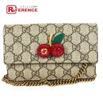 GUCCI グッチ 481291 GG チェリー サクランボ ラインストーン ロゴ カバン フラップ チェーン GGスプリーム ショルダーバッグ【中古】