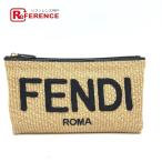 FENDI フェンディ 8N0149 ロゴ カバン ポーチ バッグ  ストロー クラッチバッグ ベージュ ユニセックス【中古】