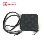 ショッピングネックストラップ LOUIS VUITTON ルイヴィトン M80426  ジッピー コンパクトウォレット ネックストラップ付  モノグラムエクリプス 2つ折り財布【中古】