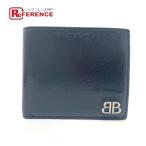 BALENCIAGA バレンシアガ 779971 BB ロゴ 2つ折り財布 財布 ウォレット 2つ折り財布 ブラック メンズ【中古】