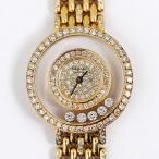 ショパール Chopard ハッピーダイヤモンド 20/5692 K18YG 金無垢 純正パヴェダイヤ 5Pムービングダイヤ クォーツ レディース 腕時計