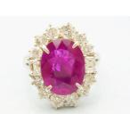 ルビープラチナリング ルビー4.10ct ダイヤモンド1.54ct Pt900リング 中央宝石研究所ソーティングメモ付