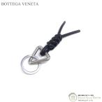 ボッテガ ヴェネタ （BOTTEGA VENETA） ノットレザー キーリング メタルトライアングル カラビナ キーホルダー 651052 ネロ（新品）