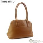 ミュウミュウ (MIUMIU) レザー トートバッグ ブラウン ゴールド金具 5BA290(美品)中古