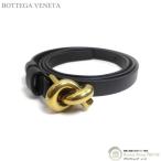 ボッテガ ヴェネタ (BOTTEGA VENETA) ノット ベルト レザー 75cm 743753 ブラック(未使用品)中古