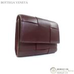 ボッテガ ヴェネタ (BOTTEGA VENETA) マキシイントレチャート カセット コンパクト 三つ折り 財布 814686 ボルドー×レッド(新品)