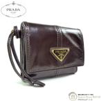 プラダ (PRADA) ソフトルックスレザー メタルロゴ コンパクト 三つ折り 財布 1MH043 ブラウン(新品)