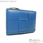 ボッテガ ヴェネタ (BOTTEGA VENETA) マキシイントレ カセット ラムスキン 二つ折り ファスナーウォレット 財布 706010 ブルー(中古)