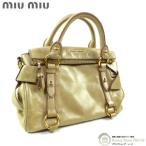 ミュウミュウ (MIUMIU) サイドリボン ヴィッテロ ラックス 2way ショルダー ハンド バッグ RT0438 ベージュ(中古)