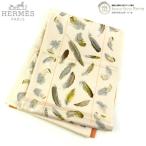 エルメス （HERMES） シルク×アンゴラ リバーシブル マフラー ストール フェザー柄 羽根 ローズペール×アブリコット（未使用品）中古