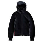 プラダ （PRADA） プラダスポーツ ニット ジップアップ フーディ パーカー ウール ナイロン 切り替え 中綿 36 ブラック 24V3770 ウェア（中古）