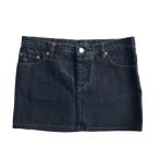 プラダ （PRADA） デニム スカート ミニ丈 ロゴプリント ボタンフライ 5ポケット 40 インディゴ ウェア（中古）