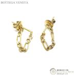 ショッピングヴェネタ ボッテガ ヴェネタ （BOTTEGA VENETA） チェーンフープピアス スターリングシルバー Ag925 両耳用 イエローゴールド（美品）中古