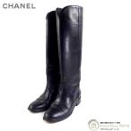 シャネル （CHANEL） レザー ロングブーツ ヴィンテージ シューズ 靴 #38 1/2C ブラック G26069（中古）