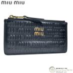 ショッピングMIUMIU ミュウミュウ （MIUMIU） ロゴ レザー カードケース コインケース 小銭入れ 5MB006 ブラック（中古）