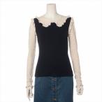 ショッピングカシミア シャネル （CHANEL） カシミア シルク ニット フリル デザイン トップス 長袖 36 ブラック P54820 ウェア（中古）