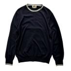 エルメス （HERMES）カシミア×シルク ボーダー デザイン ニット セーター M ネイビー ウェア メンズ（中古）