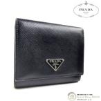 プラダ （PRADA） サフィアーノ トライアングルロゴ コンパクト 三つ折り 財布 ヴィンテージ M176A ブラック（中古）