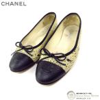  Chanel (CHANEL) лента балет плоская обувь COCO Mark обувь G02819 #38C крем × черный ( б/у )