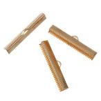 リボン留め　50個パック【アクセサリーパーツ】レース留めワニ口金具（ローズゴールドカラー）布留めエンド金具／30mm