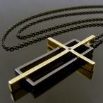 KENBLOOD ケンブラッド スクエアボックス＆クロスデザインペンダント ネックレス ブラック×ゴールド 【KP-247】【SilentMajority】【メンズ レディース・ユニセ