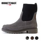ショッピングミネトンカ Minnetonka ミネトンカ ニットソックス サイドゴアブーツ リブニット ミドルブーツ レインブーツ 晴雨兼用 防水加工 スエード 本革 18M09